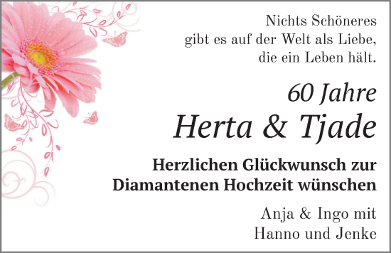 Hochzeitsanzeige von Herta  von BM