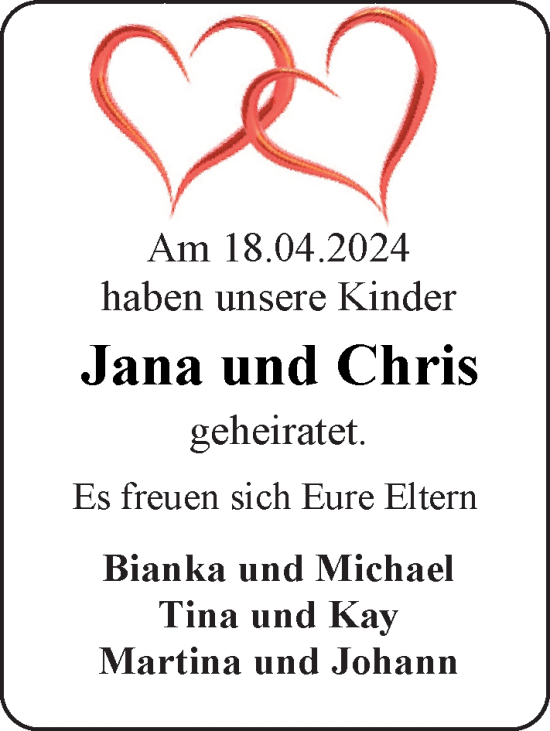 Hochzeitsanzeige von Jana  von EZ