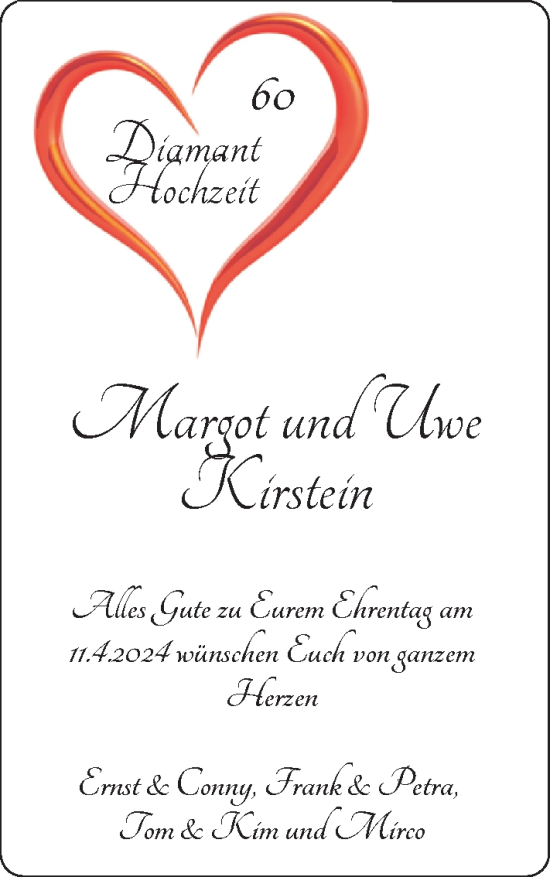 Hochzeitsanzeige von Margot Kirstein von NWZ