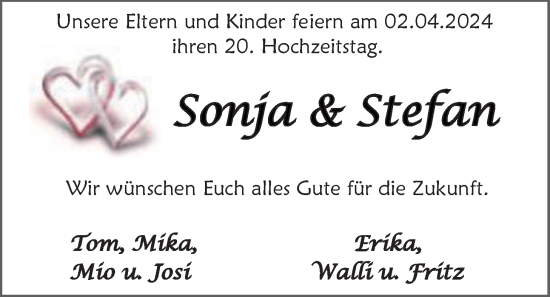 Hochzeitsanzeige von Sonja  von EZ