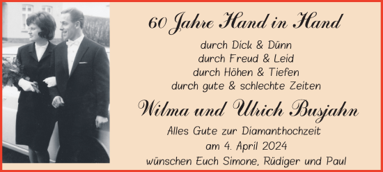 Hochzeitsanzeige von Wilma Busjahn von NWZ