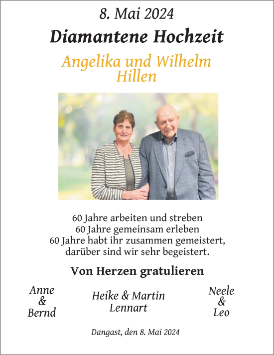 Hochzeitsanzeige von Angelika Hillen von NWZ
