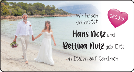Hochzeitsanzeige von Hans  Notz von BM