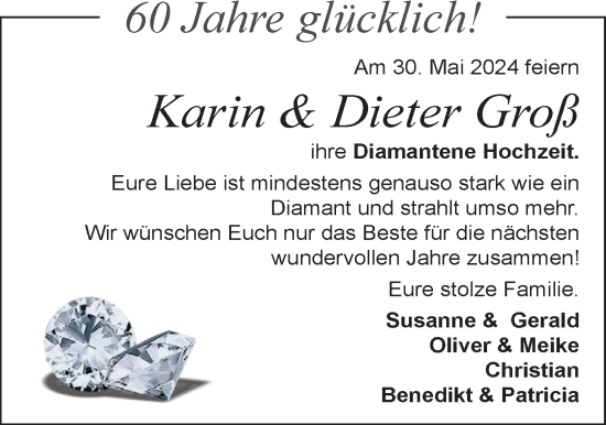 Hochzeitsanzeige von Karin Groß von NWZ