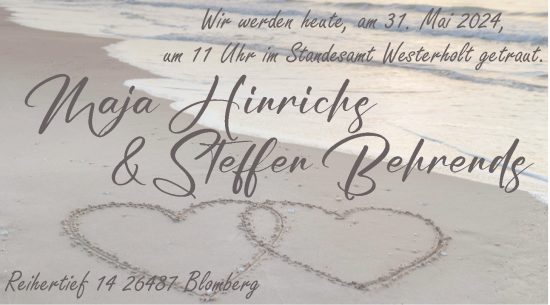 Hochzeitsanzeige von Maja Hinrichs von BM