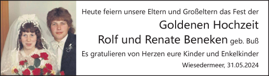 Hochzeitsanzeige von Rolf Beneken von BM