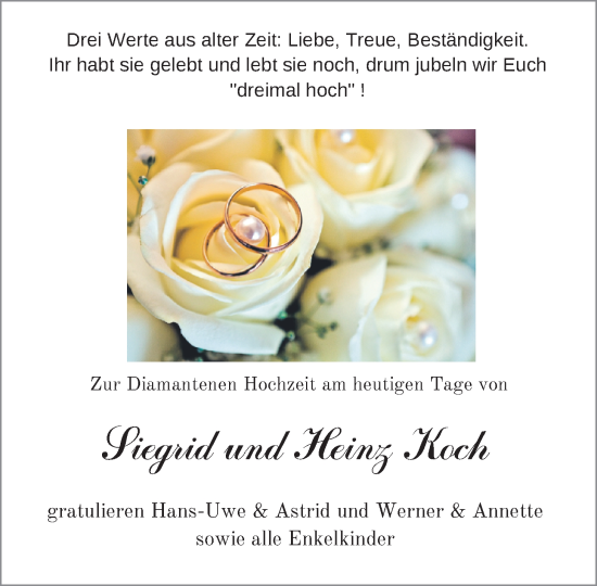 Hochzeitsanzeige von Siegrid Koch von EZ