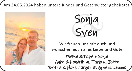 Hochzeitsanzeige von Sonja  von EZ