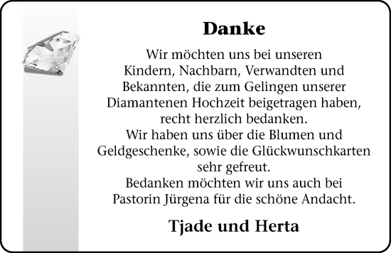 Hochzeitsanzeige von Tjade  von BM