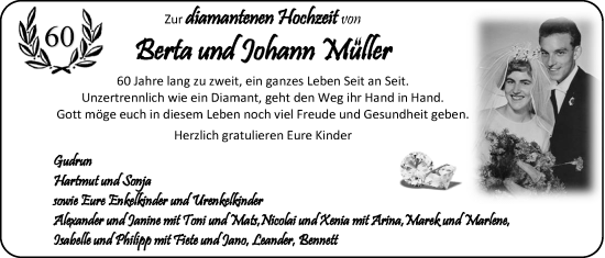Hochzeitsanzeige von Berrta Müller von EZ