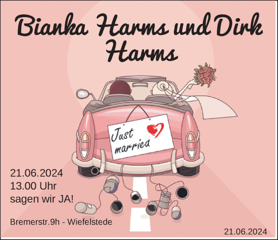 Hochzeitsanzeige von Bianka Harms von NWZ