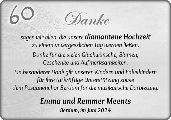 Hochzeitsanzeige von Emma Meents von BM