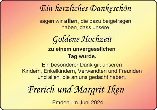 Hochzeitsanzeige von Frerich Iken von EZ