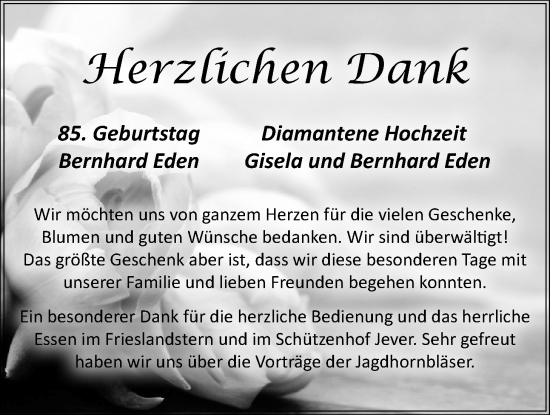Hochzeitsanzeige von Gisela Eden von BM