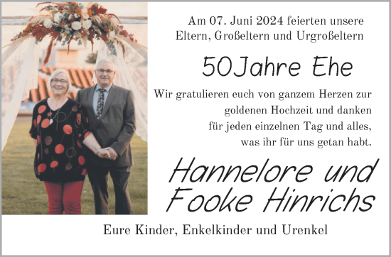 Hochzeitsanzeige von Hannelore Hinrichs von EZ