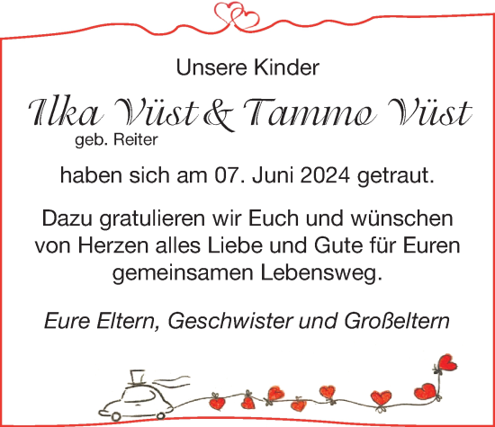 Hochzeitsanzeige von Ilka Vüst von EZ