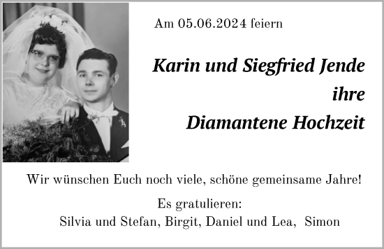 Hochzeitsanzeige von Karin Jende von NWZ