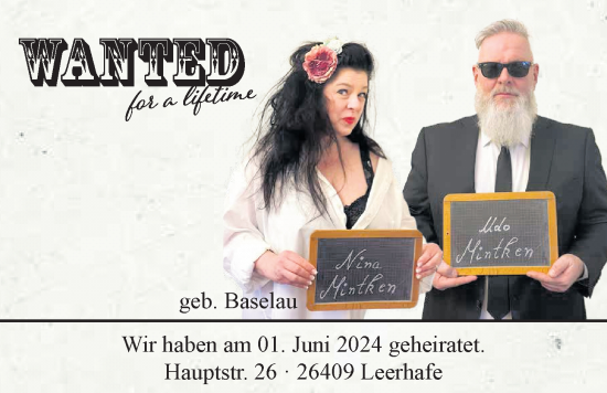 Hochzeitsanzeige von Nina Mintken von BM