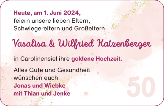 Hochzeitsanzeige von Vasalisa Katzenberger von BM