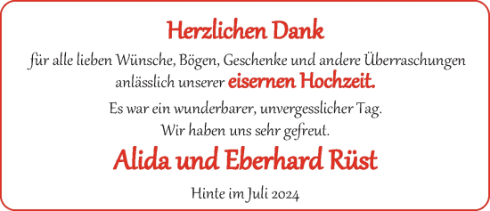 Hochzeitsanzeige von Aliida Rüst von EZ