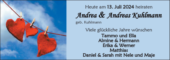 Hochzeitsanzeige von Anddrea Kuhlmann von EZ