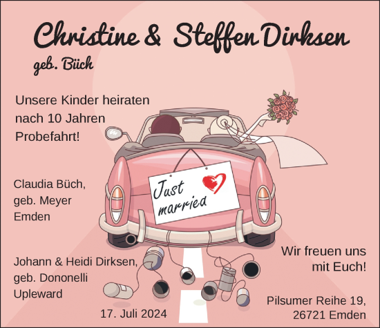 Hochzeitsanzeige von Christine Dirksen von EZ