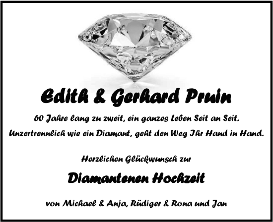 Hochzeitsanzeige von Edith Pruin von BM