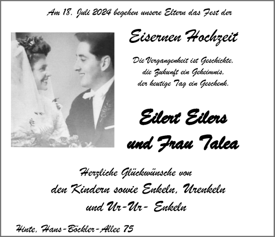 Hochzeitsanzeige von Eilert Eilers von EZ