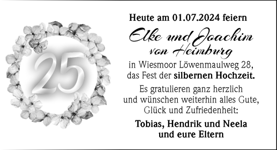 Hochzeitsanzeige von Elke von Heimburg von BM