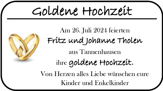 Hochzeitsanzeige von Fritz Tholen von EZ