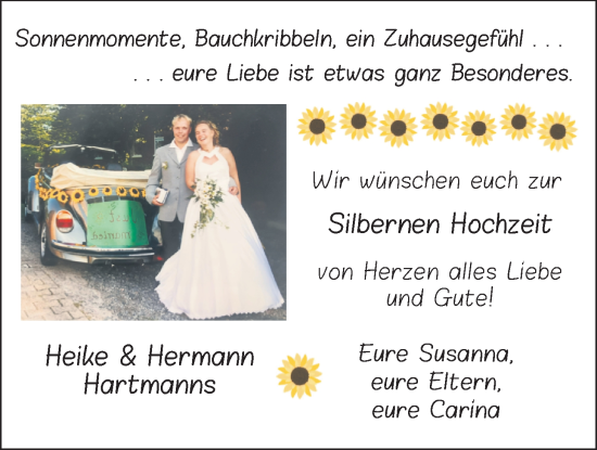 Hochzeitsanzeige von Heike Hartmanns von BM