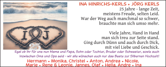 Hochzeitsanzeige von Ina Hinrichs-Kerls von BM