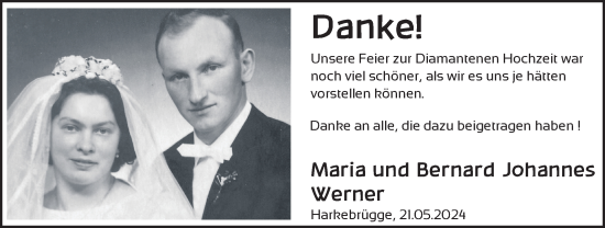 Hochzeitsanzeige von Maria Werner von NWZ