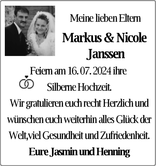 Hochzeitsanzeige von Markus Janssen von EZ