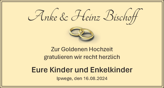 Hochzeitsanzeige von Anke Bischoff von NWZ