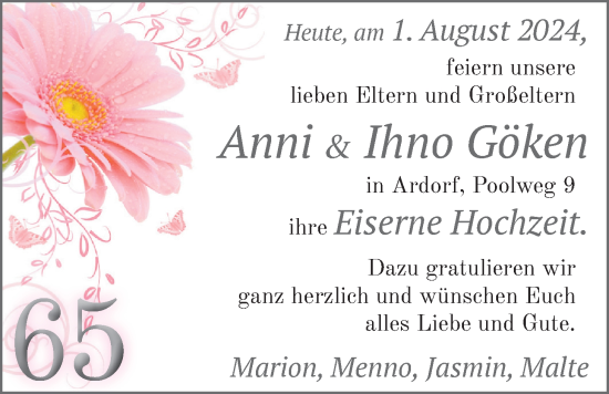 Hochzeitsanzeige von Anni Göken von BM