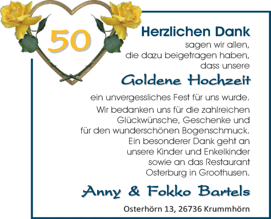 Hochzeitsanzeige von Anny Barttells von EZ