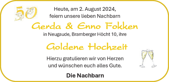 Hochzeitsanzeige von Gerda Fokken von BM