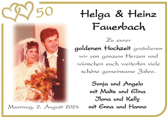 Hochzeitsanzeige von Helga Fauerbach von BM