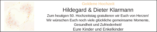 Hochzeitsanzeige von Hildegard Klarmann von NWZ