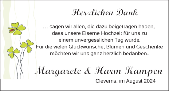 Hochzeitsanzeige von Margarete Kampen von BM