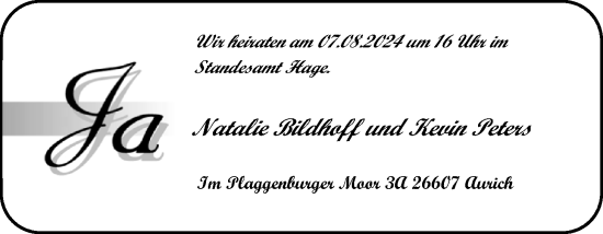 Hochzeitsanzeige von Natalie Peters von EZ