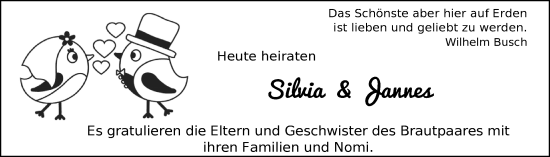 Hochzeitsanzeige von Silvia  von EZ
