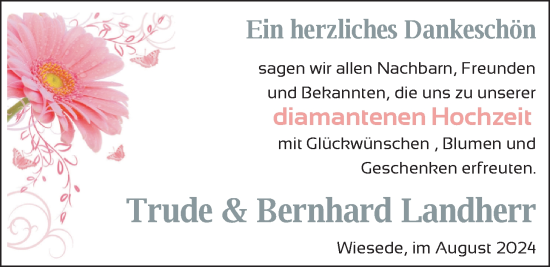 Hochzeitsanzeige von Trude Landherr von BM