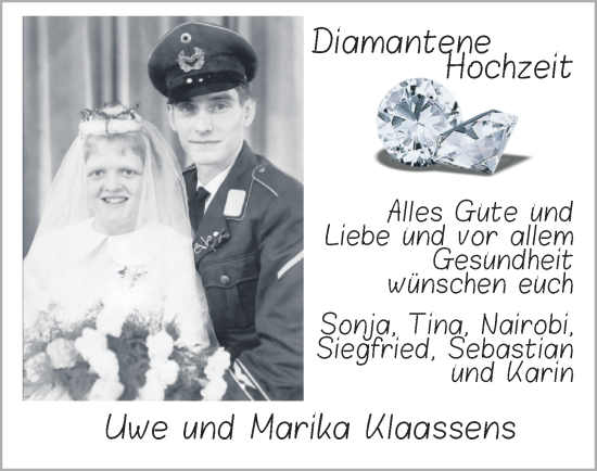 Hochzeitsanzeige von Uwe Klaassens von BM