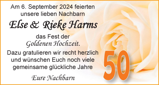 Hochzeitsanzeige von Else Harms von EZ