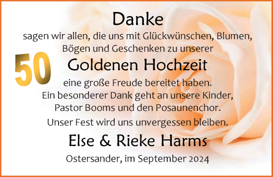 Hochzeitsanzeige von Else Harms von EZ