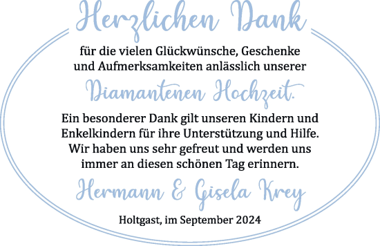 Hochzeitsanzeige von Hermann Krey von BM