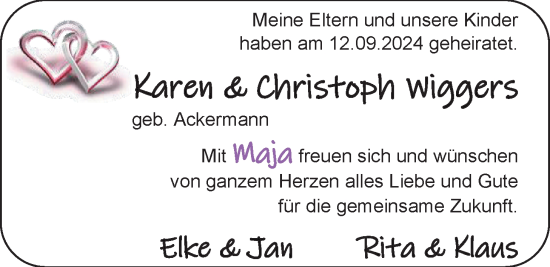Hochzeitsanzeige von Karen Wiggers von EZ