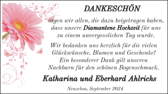 Hochzeitsanzeige von Katharina Ahlrichs von BM